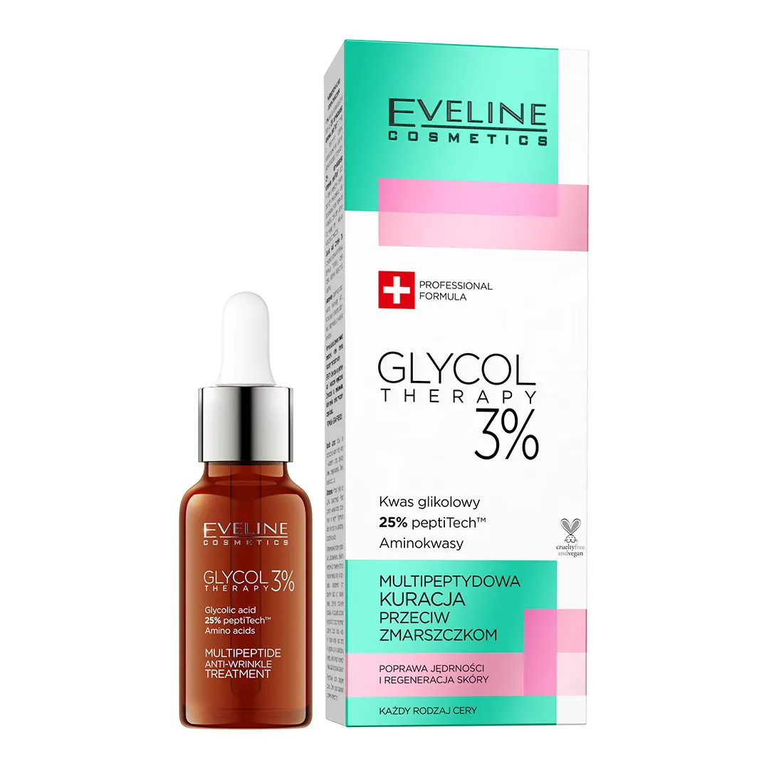 Eveline Cosmetics Glycol Therapy multipeptydowa kuracja przeciw zmarszczkom 3%, 18 ml