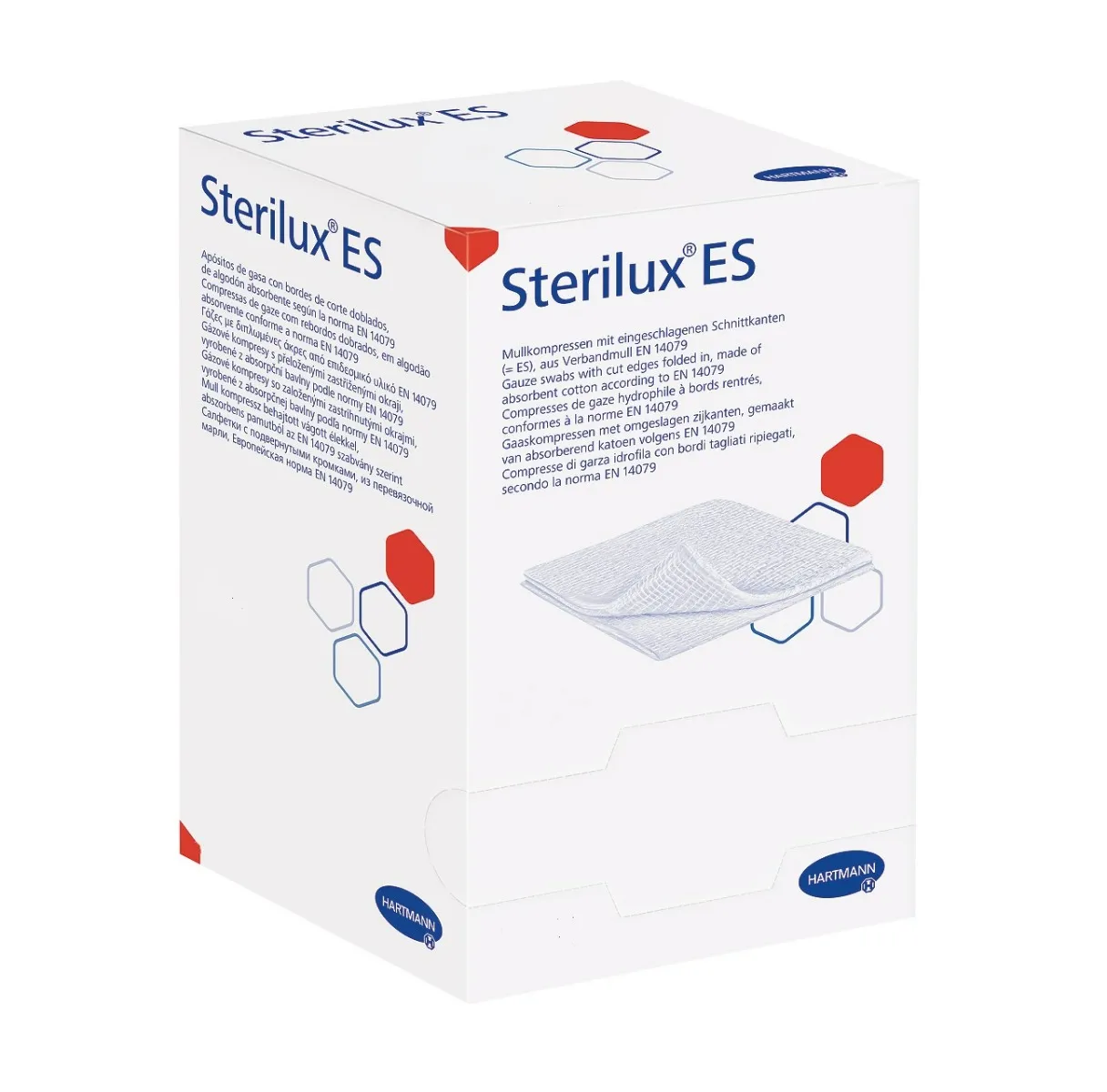 Sterilux ES, kompresy z gazy bawełnianej, niejałowe, 17-nitkowe, 12 warstw, 10 cm x 10 cm, 100 sztuk