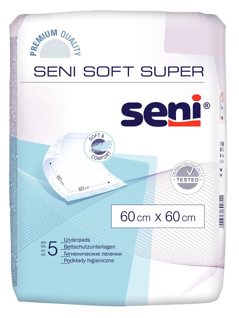 Seni Soft Super. 60x60 cm, podkłady higieniczne, 5 sztuk