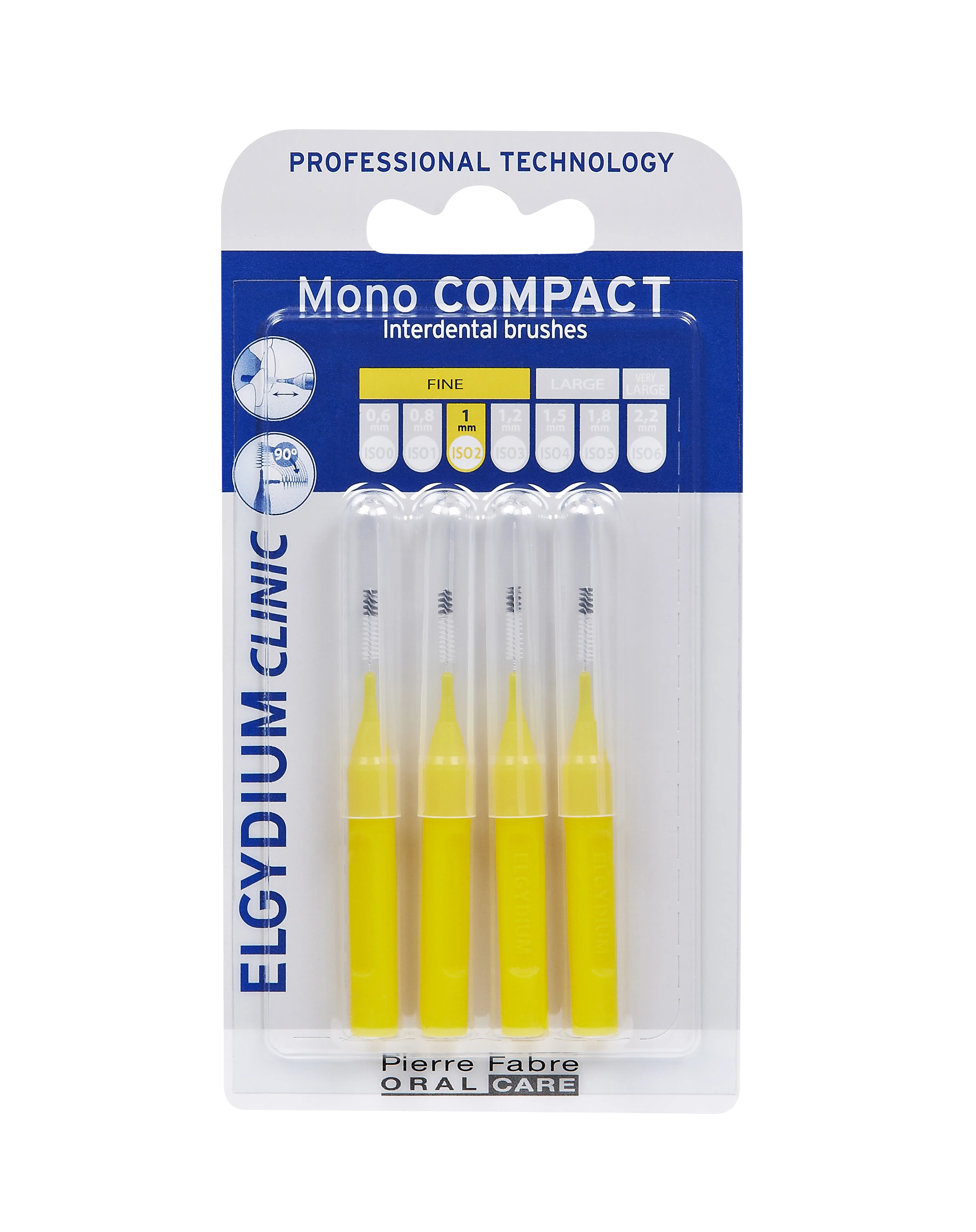 Elgydium Clinic Mono Compact szczoteczka międzyzębowa ISO 2 1,0 mm żółta, 4 szt.