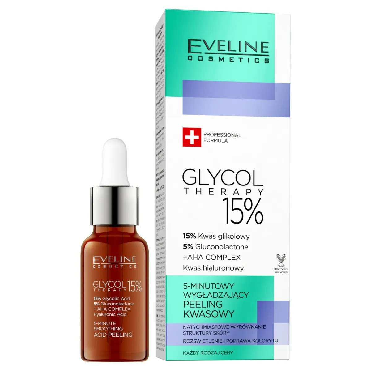 Eveline Cosmetics GLYCOL THERAPY 5-minutowy wygładzający peeling kwasowy, 18 ml