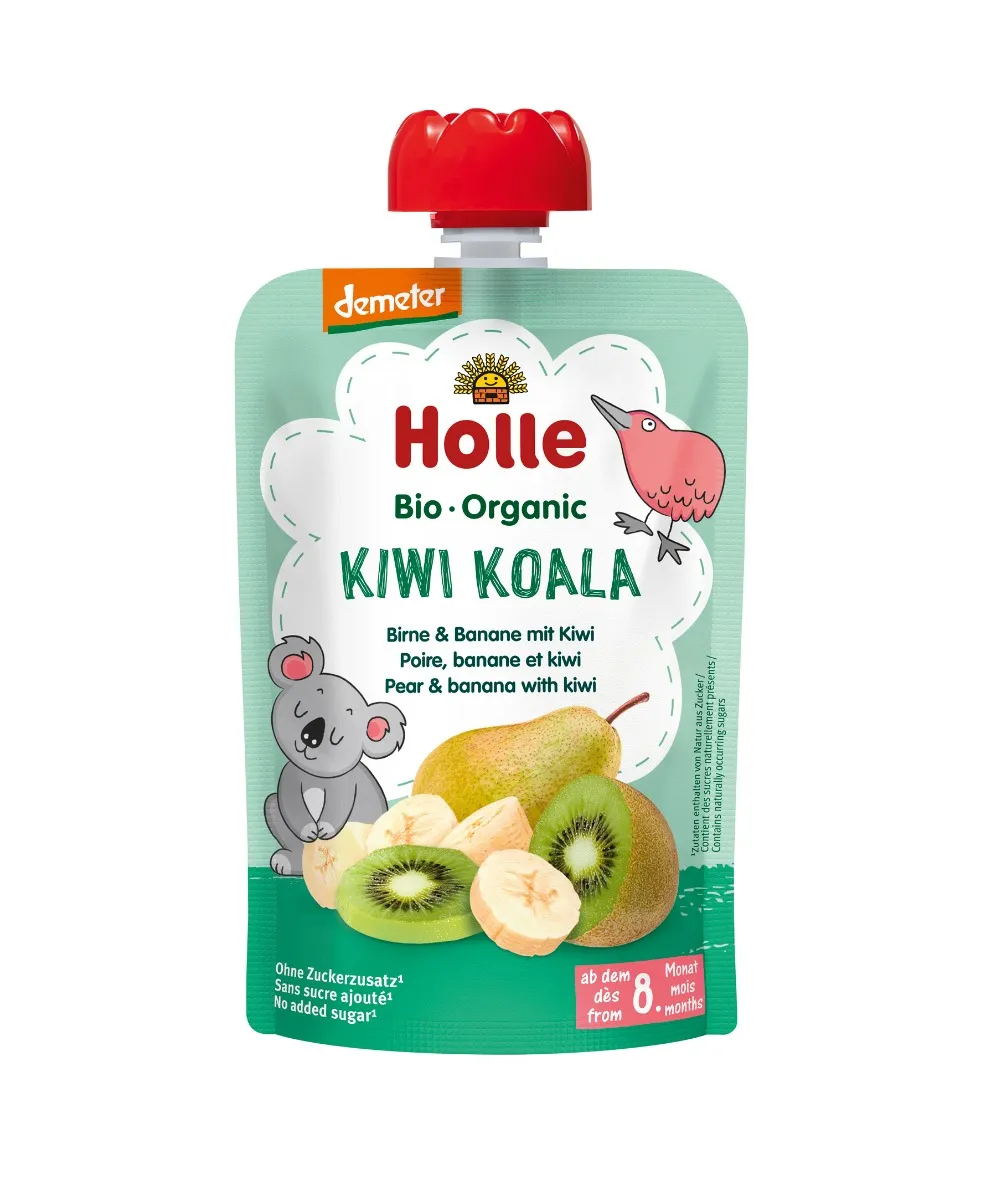 Holle BIO Demeter mus owocowy z gruszką bananem i kiwi Kiwi Koala, 100 g. Data ważności 28-05-2024