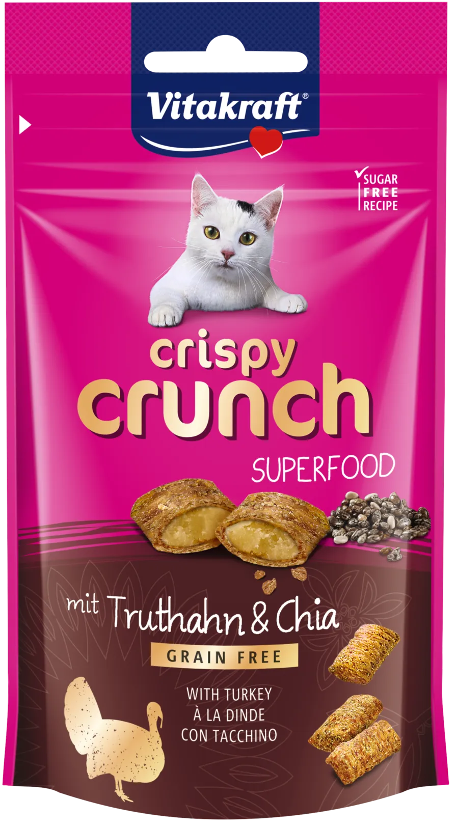 Vitakraft Crispy Crunch przysmak dla kotów z indykiem i nasionami chia, 60 g