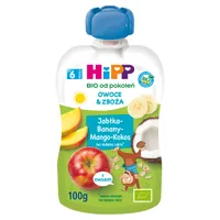 HiPP BIO od pokoleń Mus owocowo-zbożowy jabłka-banany-mango-kokos po 6. miesiącu, 100 g