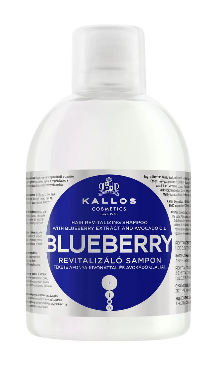 Kallos, rewitalizujący szampon do włosów z ekstraktem z czarnej jagody, Blueberry, 1000 ml