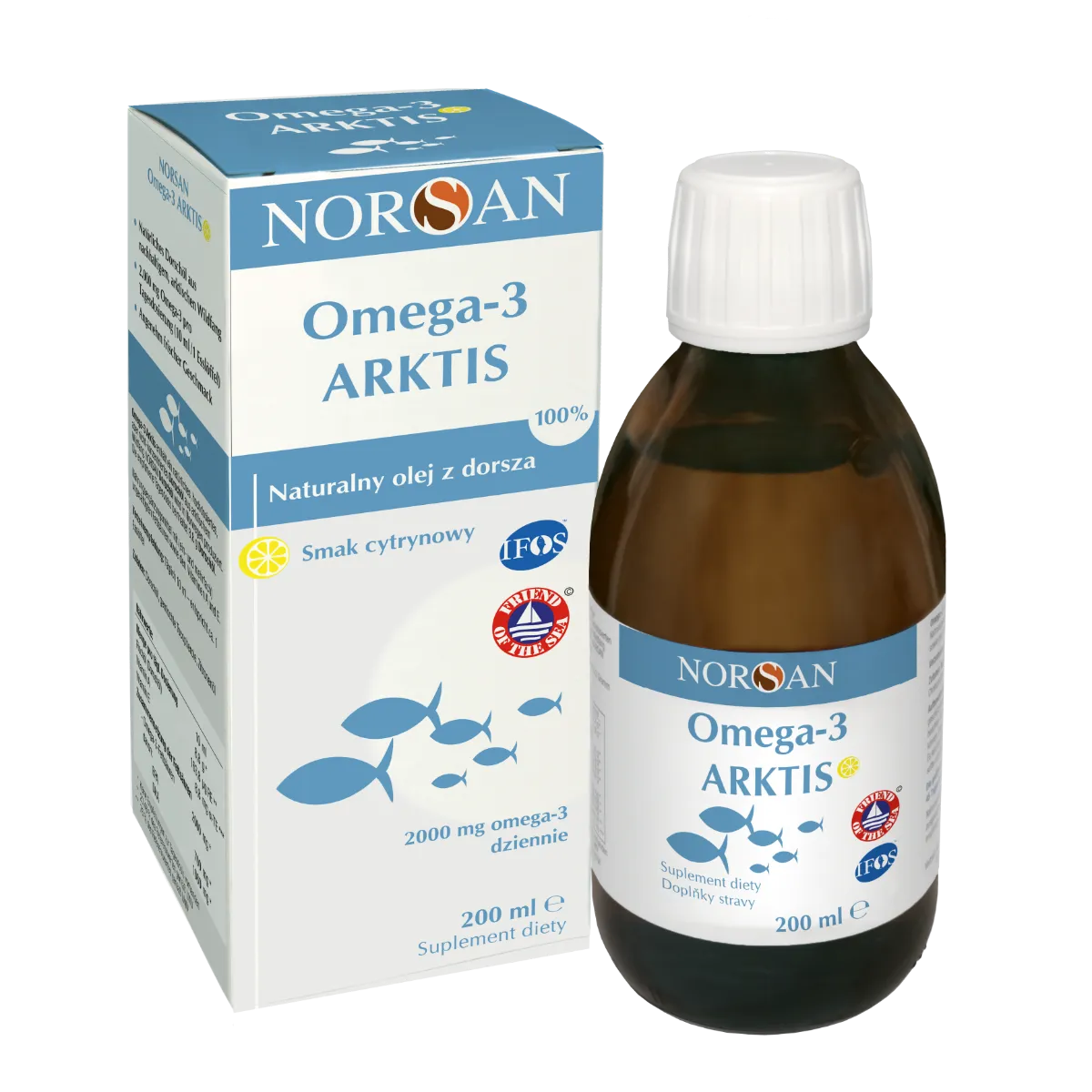 Norsan Omega-3 Artkis naturalny olej z dorsza arktycznego, 200 ml 