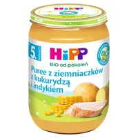HiPP BIO od pokoleń obiadek puree z ziemniaczków z kukurydzą i indykiem po 5. miesiącu, 190 g