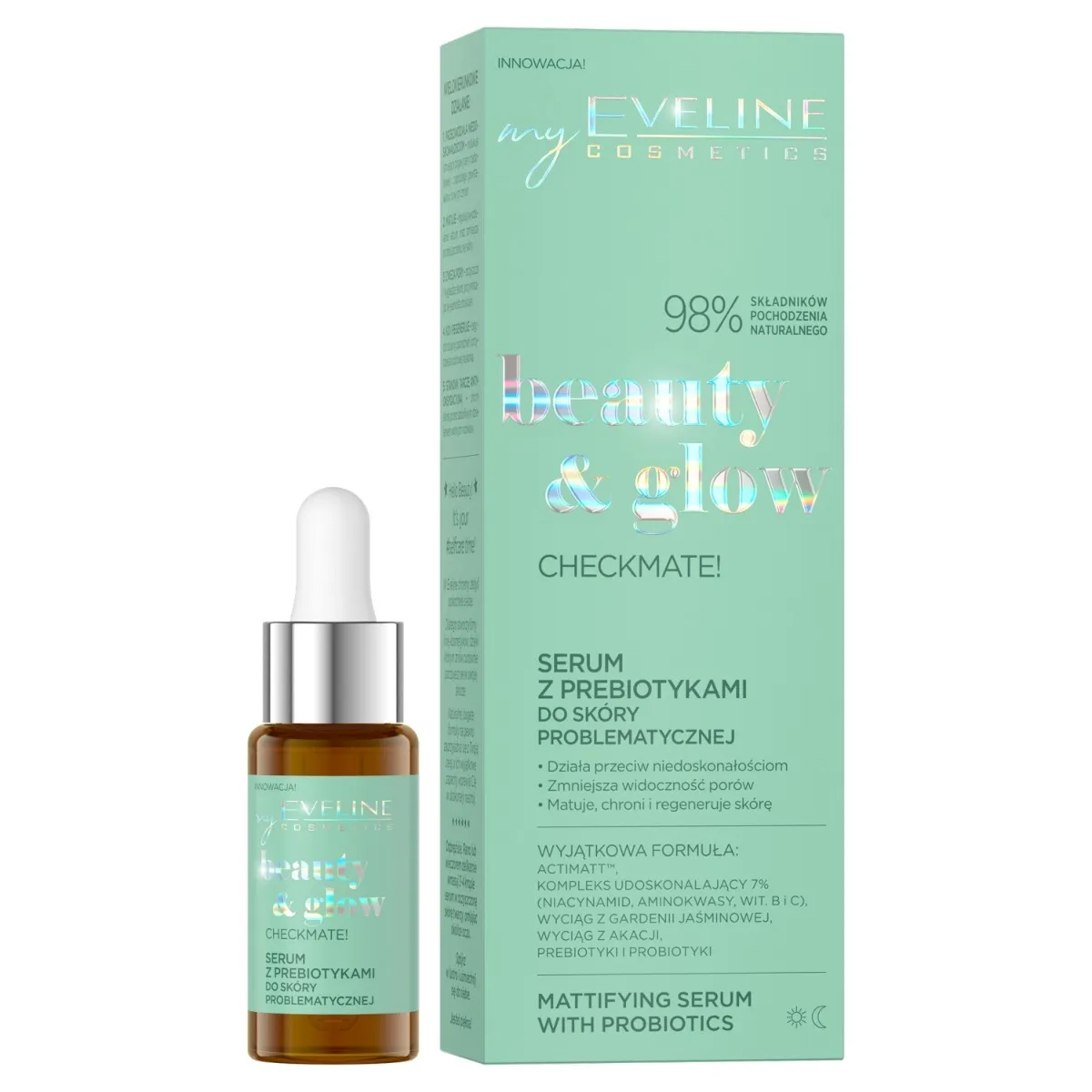 Eveline Cosmetics Beauty & Glow Checkmate! serum z prebiotykami do skóry problematycznej, 18 ml