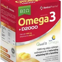 Bio Omega 3 + D 2000, suplement diety, 60 kapsułek