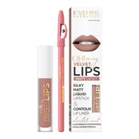 Eveline Cosmetics Oh! My Lips płynna matowa pomadka z konturówką w zestawie 11 Cookie Milkshake, 4,5 ml