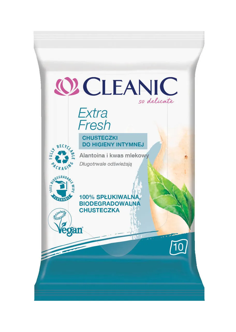 Cleanic Extra Fresh, chusteczki do higieny intymnej, 10 sztuk