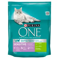 Purina ONE Sensitive Pełnoporcjowa karma dla dorosłych kotów bogata w indyka i ryż, 800 g. Data ważności 30.04.2024