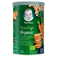 Gerber Organic chrupki pszenno-owsiane marchewka, pomarańcza dla niemowląt po 10 miesiącu życia, 35 g