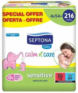 SEPTONA Sensitive calm n' care chusteczki dla niemowląt, 216 szt.