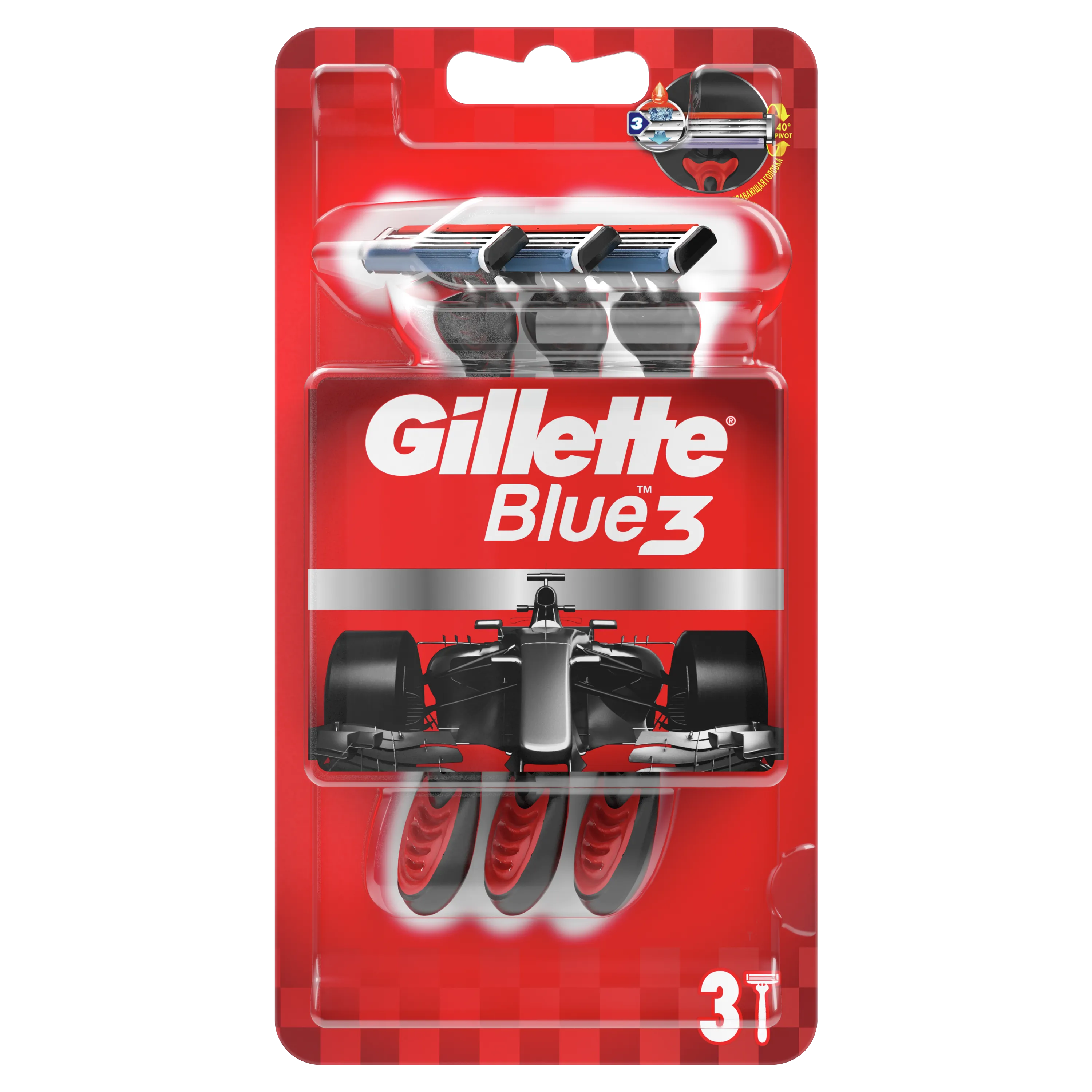 Gillette Blue3 Red Jednorazowa maszynka do golenia dla mężczyzn, 3 szt.