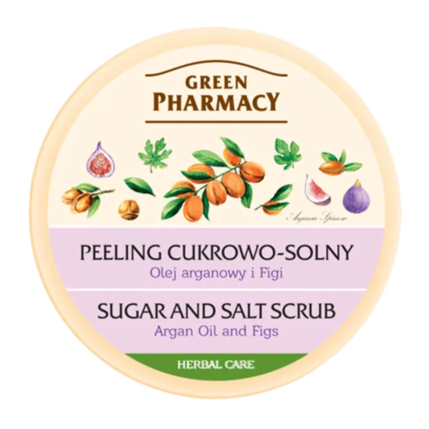Green Pharmacy, peeling cukrowo solny, olej arganowy i figi, 300 ml