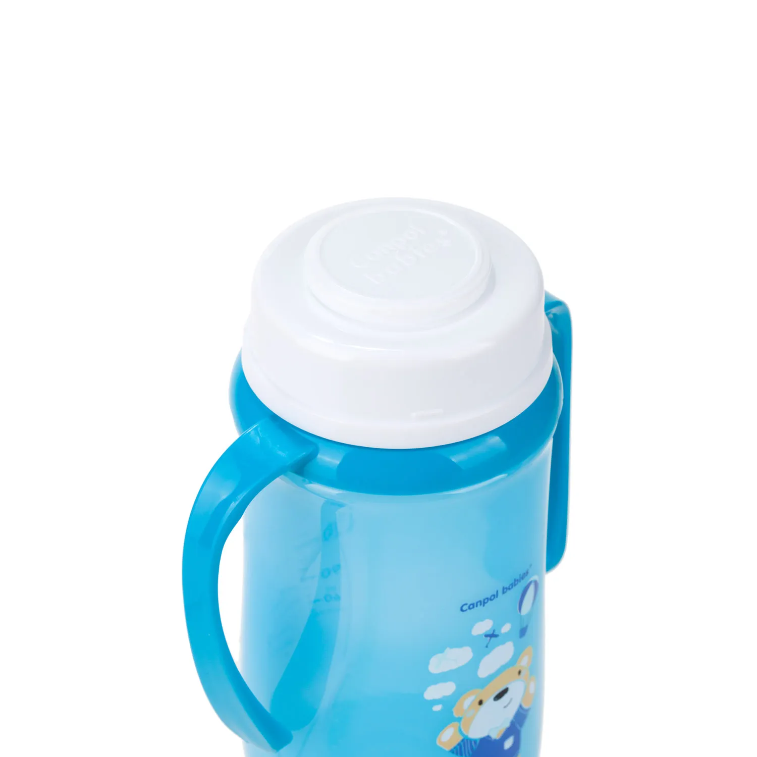 Canpol Babies, kubek treningowy z miękkim ustnikiem i uchwytami, od 6 miesiąca 35/208_blu, 240 ml 