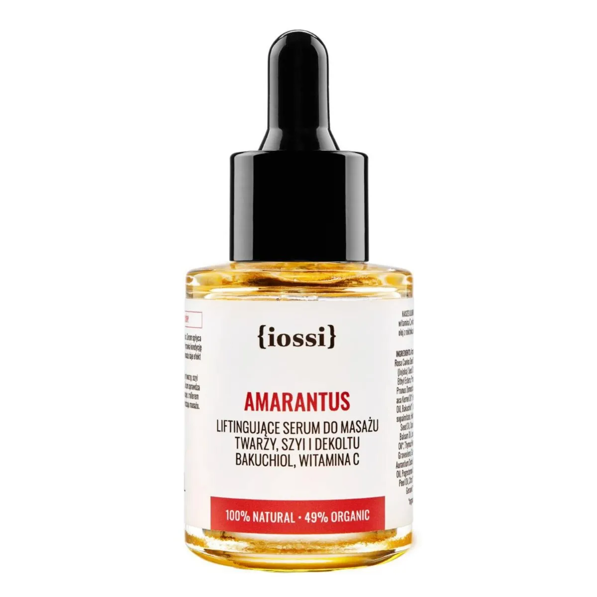 iossi, Amarantus, serum Liftingujące do masażu twarzy, szyi i dekoltu z bakuchiolem, witaminą C, 30 ml