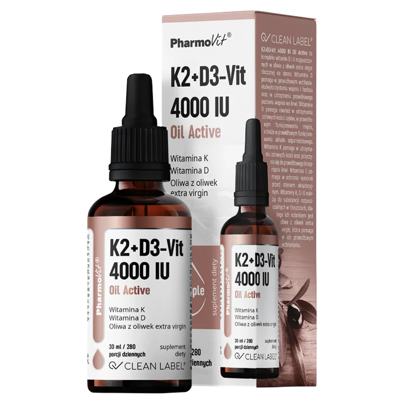 Pharmovit Clean Label K2+D3-Vit 4000 IU Oil Active, suplement diety, 30 ml