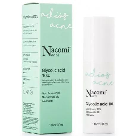 Nacomi Next Level Adios Acne serum do twarzy z kwasem glikolowym 10%, 30 ml